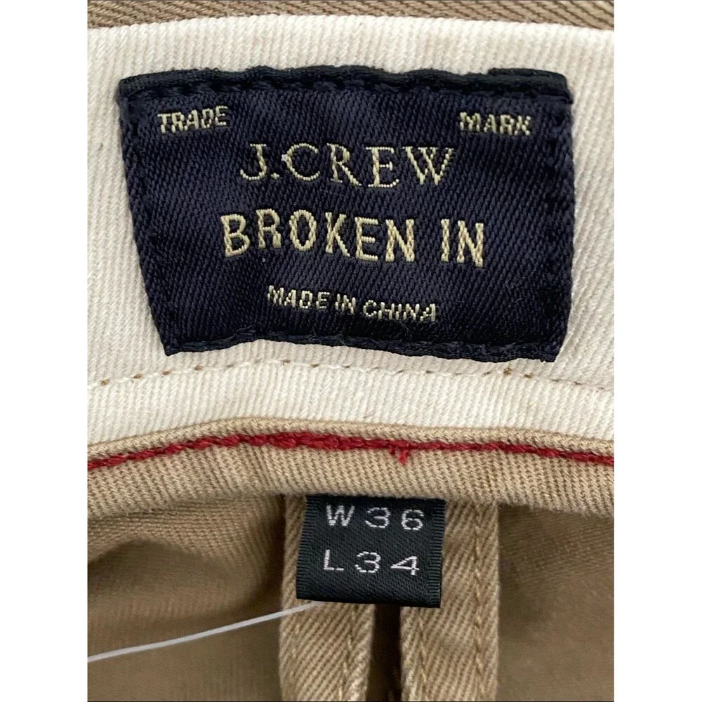 J. Crew Men's Broken In 770 Khaki Tan Pants Sz 36” W Lighthouse Embroidered
